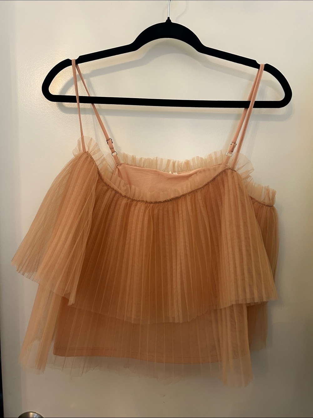 Delicate Pleated Ruffle Camisole in Peach